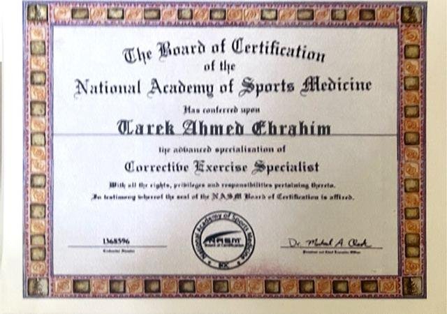 Corrective Exercise Specialist certificate, NASM