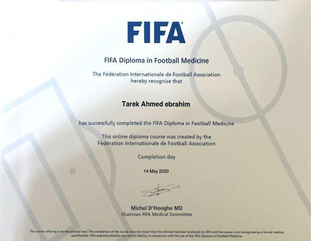 Diploma in Football Medicine certificate, FIFA