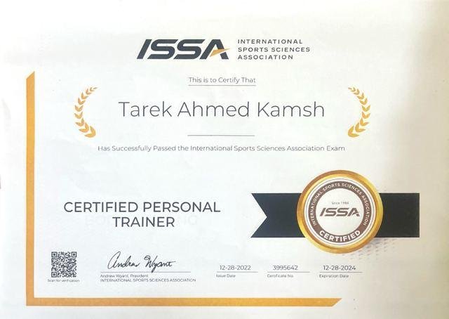 Certified Personal Trainer certificate, ISSA