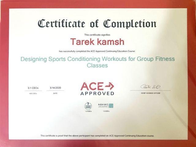 Sports Conditioning for Group Fitness certificate, ACE