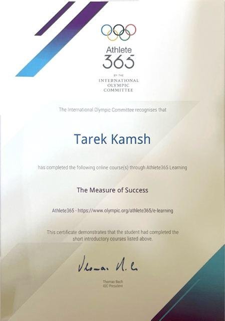 The Measure of Success certificate, IOC Athlete365