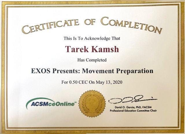 EXOS: Movement Preparation certificate, ACSM